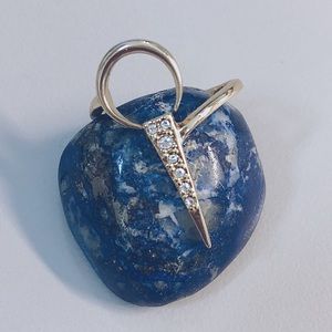 Luv AJ Gold Plated Crescent Moon Rhinestone Ring